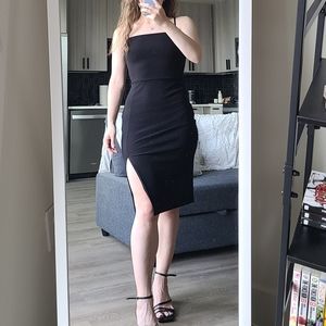Express Midi Black Slit Dress